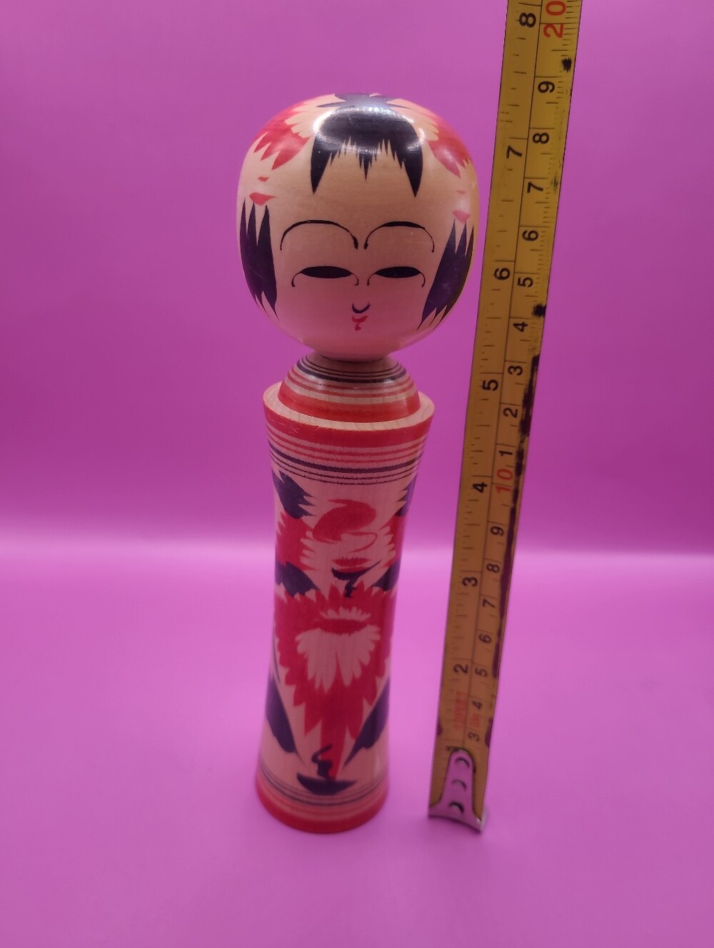 VTG Japanese Kokeshi Doll Wood Traditional Craft Figure SIGNED 7" - Picture 8 of 8